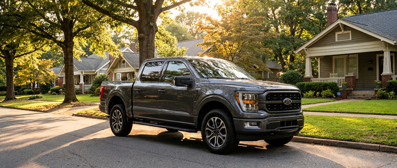2026 Ford F-150 parked near a 20 mph school zone sign in Greer, South Carolina